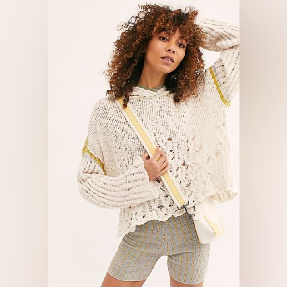 Free People Crushing On Cables Sweater ivory combo size S